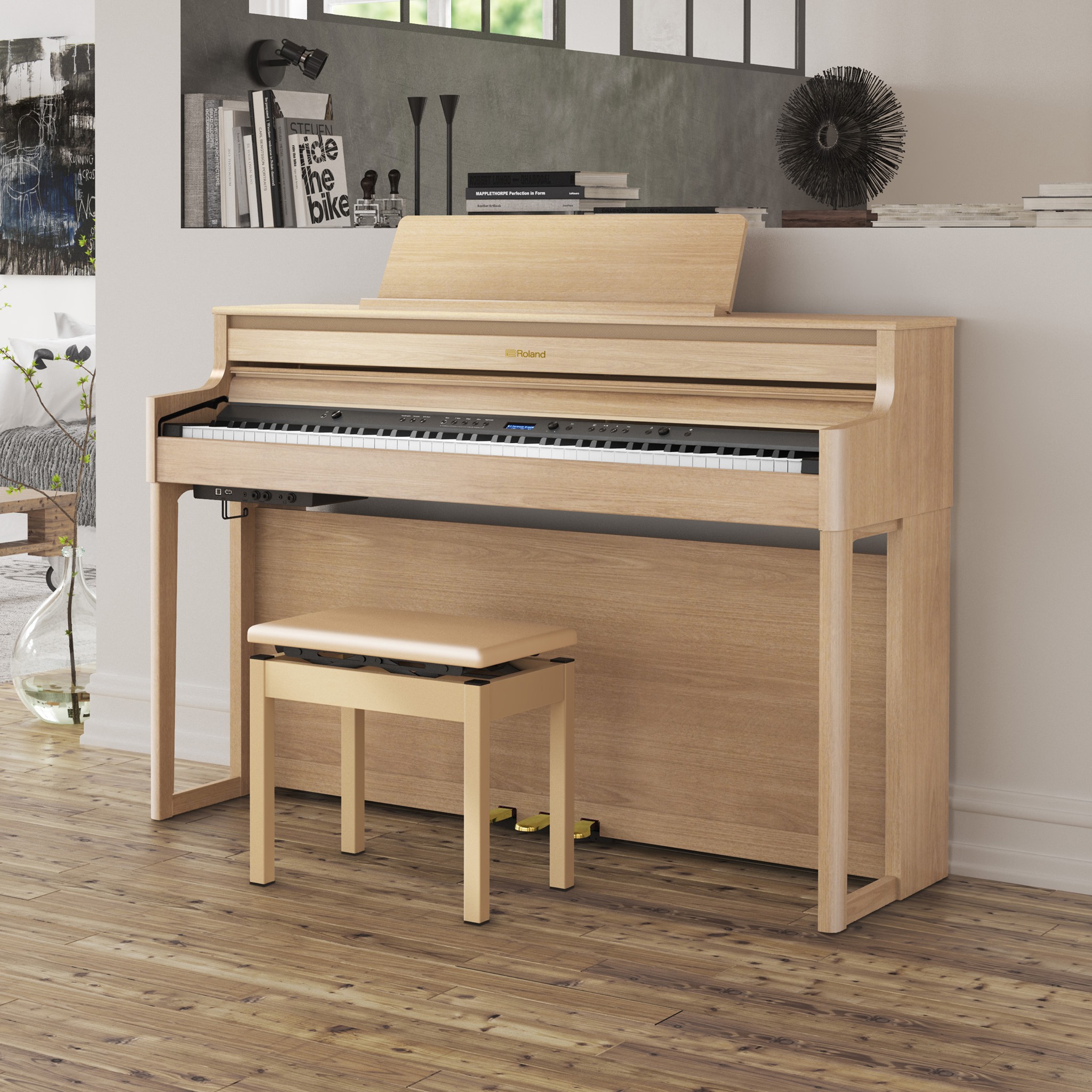 🎹Roland HP704家用數碼鋼琴🎹 優美的外觀和真實鋼琴觸鍵，配備四個喇叭的音響系統!