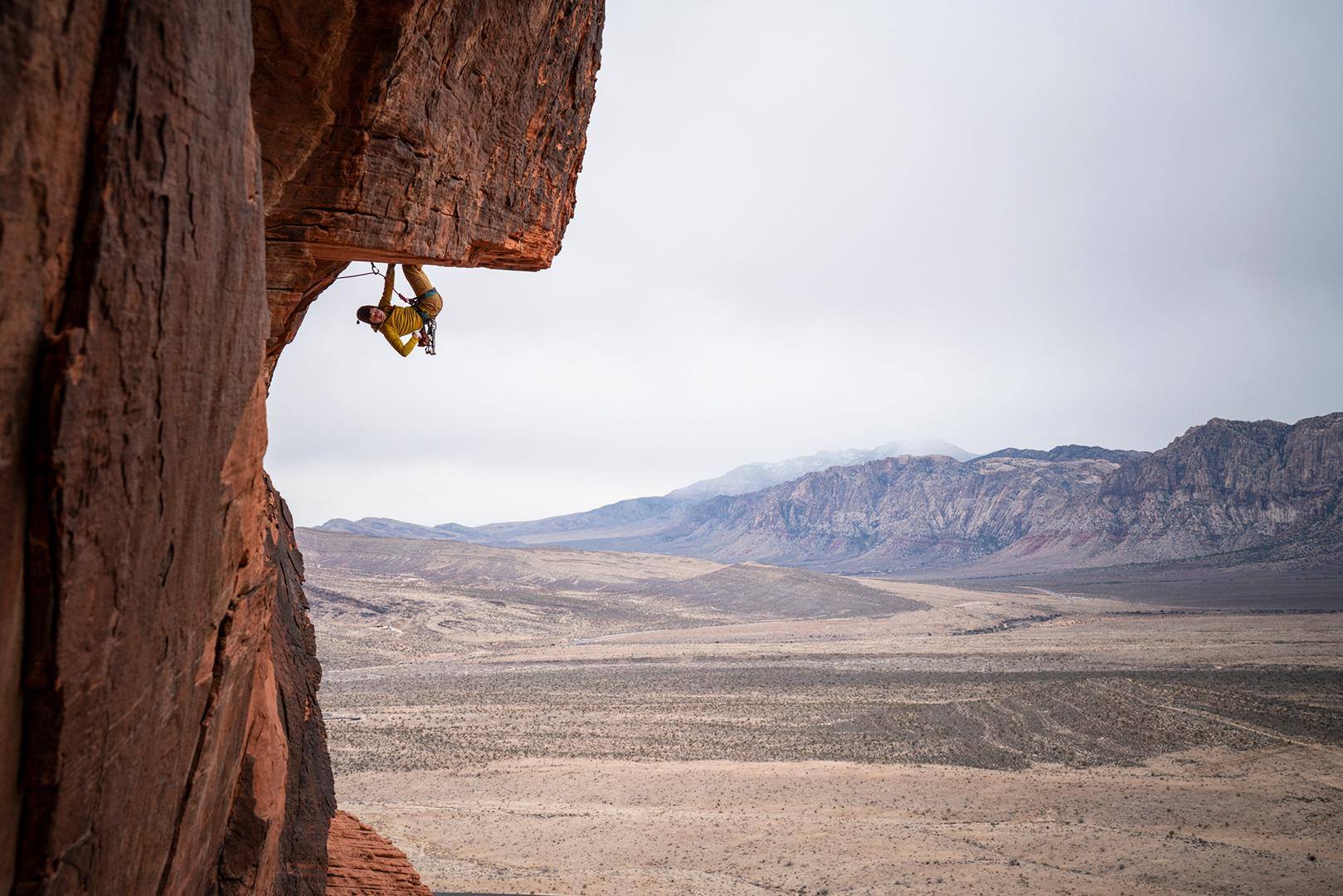 Kick-through master Laur Sabourin on The Great Red Roof. Red Rocks, NV. 