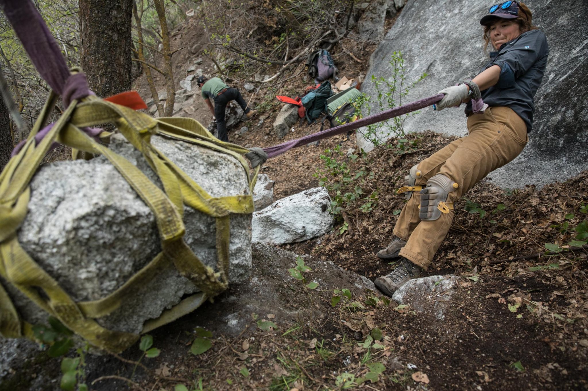 After hiking up Little Cottonwood Canyon with block and tackle, come alongs, web slings, shackles and rock bars, the real work begins. Lindsay Anderson and Salt Lake Climbers Alliance slingin’ rocks to keep the trail to The Fin open for business. Our industrial hemp canvas Workwear pants are 25% more abrasion resistant than conventional cotton duck canvas, highly breathable and generously cut for a full range of motion on the job.​ Check them out here: festivalwalk ​