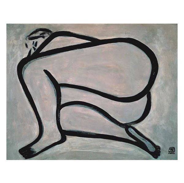 Nude, painting circa 1950s. 