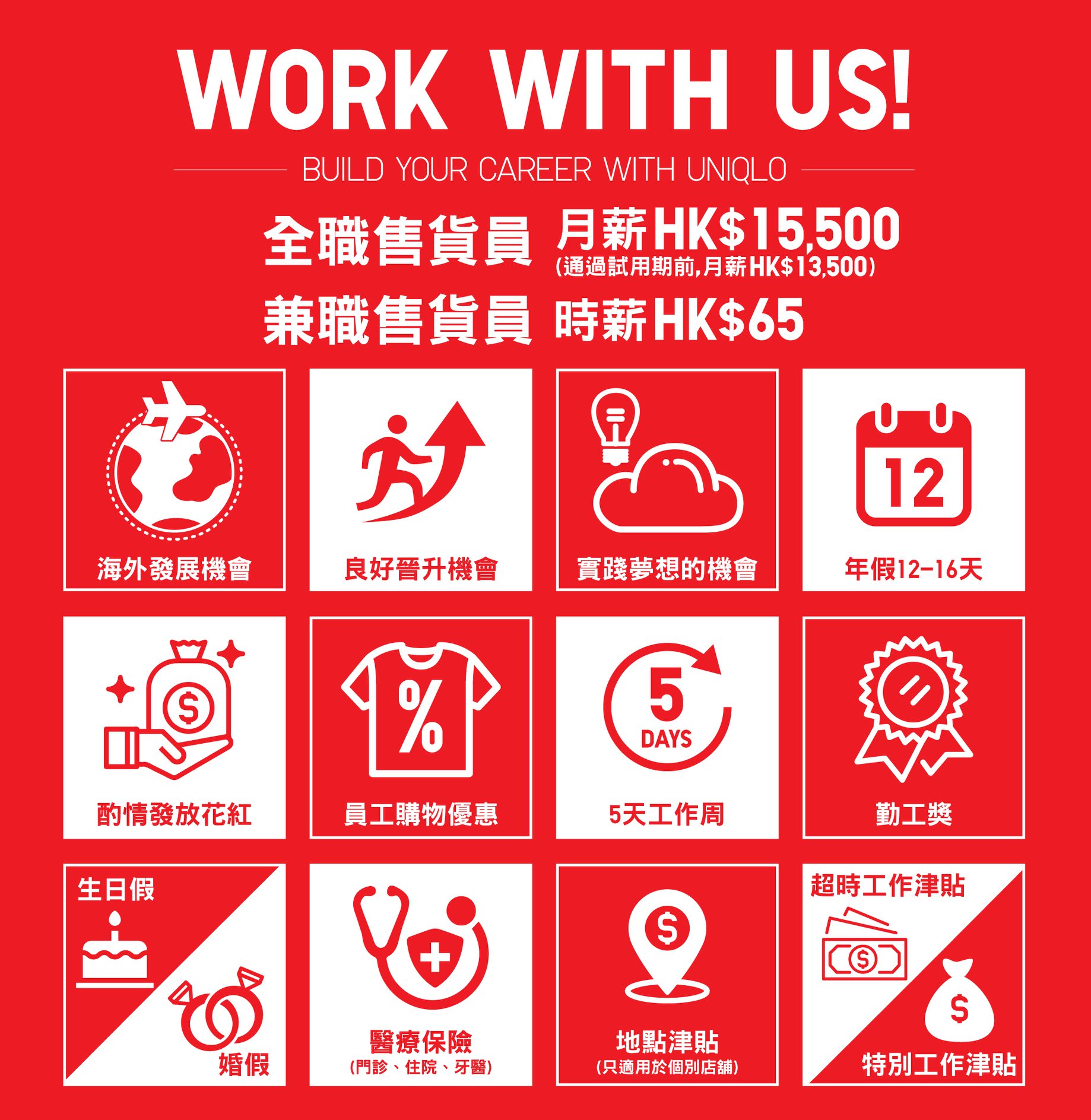 【UNIQLO 香港店舖社員招募📣】