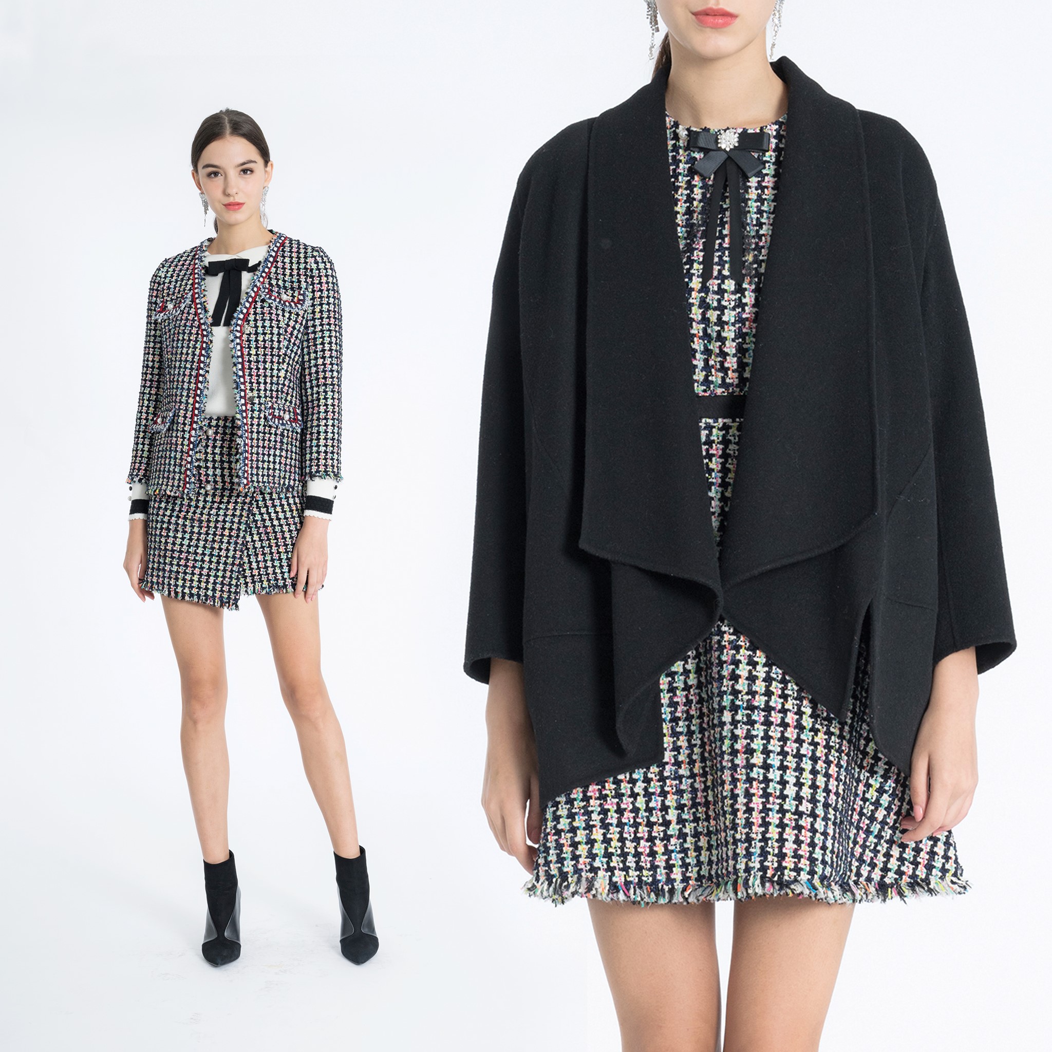 Tweed Jacket / Skirt / Dress Left:  JKTW370 + TOPK614 + SKTW372