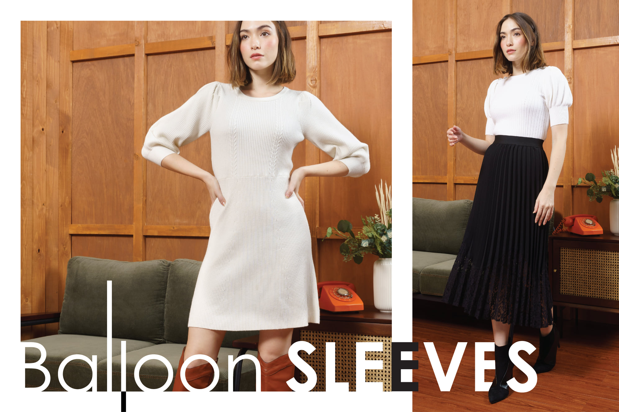 [Balloon Sleeves]  1. {Knit Dress with Puff Sleeves} 