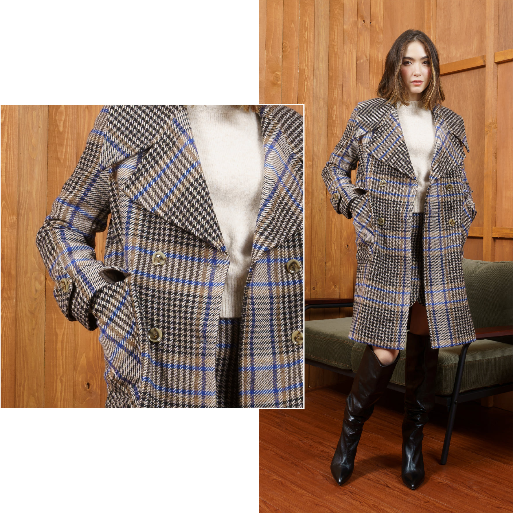 {Double Breasted Check Coat} 