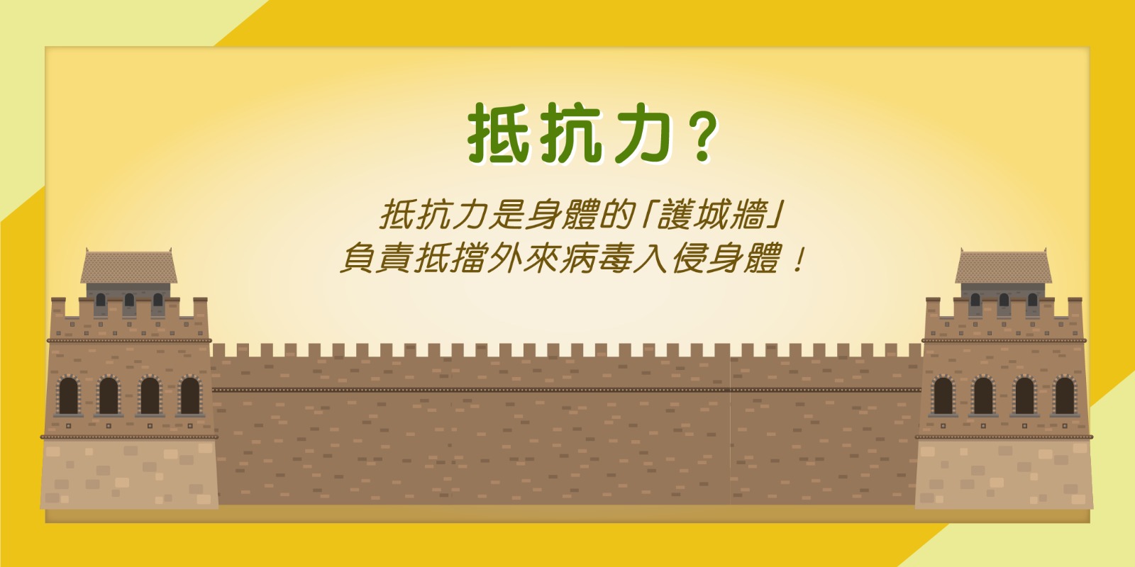 抵抗力猶如身體嘅「護城牆」🏰，負責抵擋外來病毒嘅入侵🦠。多食水果🥝吸收維他命C可以增強身抵抗力💪🏻，但普遍都市人飲食唔均衡，所以就要內補營養補充品彌補飲食嘅不足！ 💪🏻美健維他命C