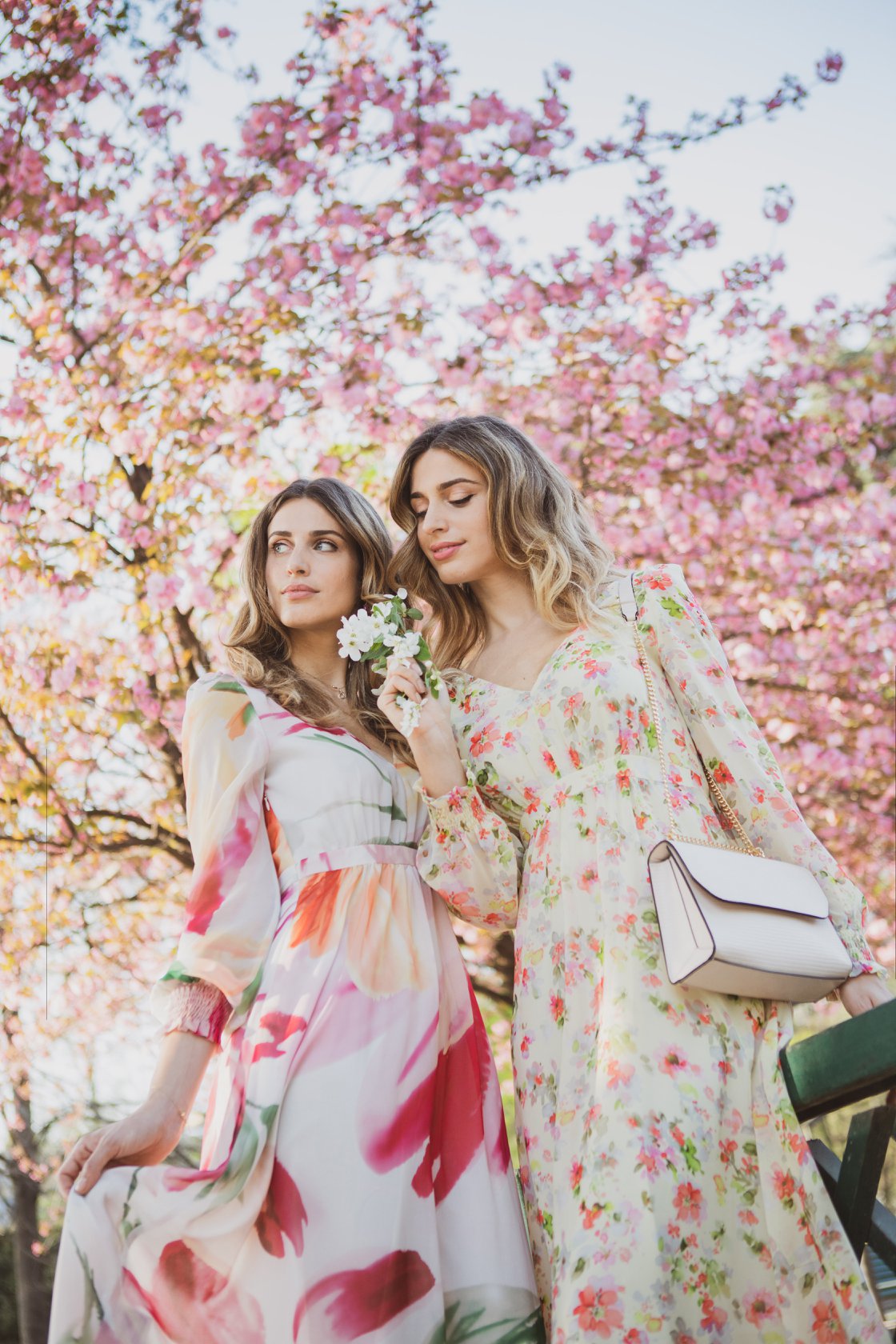 High-fashion blossoms for the style-minded Elena & Giulia Sella - Designbygemini in this georgette dress printed with watercolor renditions of flowers!