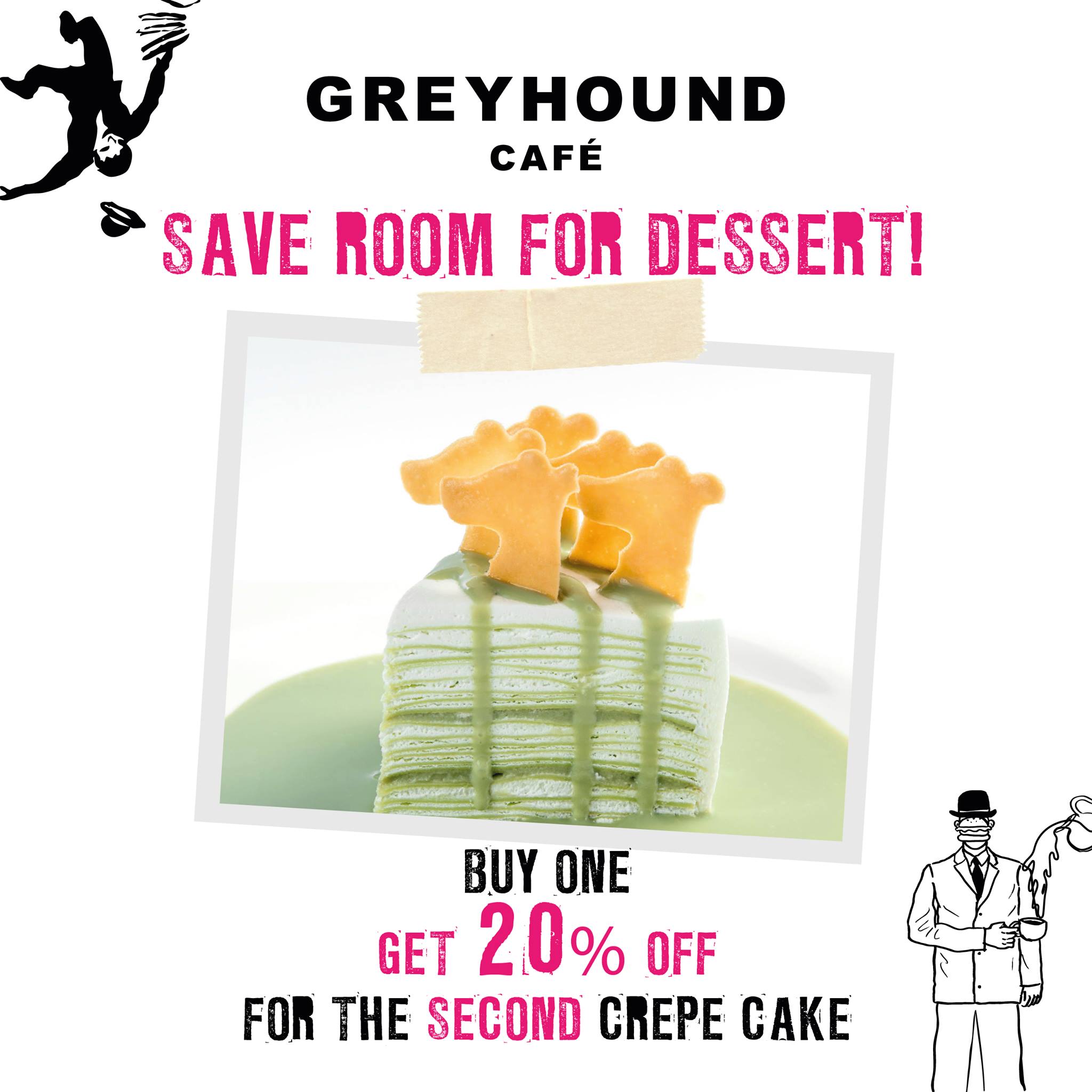After a feast of spicy and flavourful dishes, there is always room for desserts! 🍰  From now till 30th April, 2020, you can enjoy a sweet 20% off on the second crepe cake order at MOKO, Whampoa, Elements, Cityplaza, New Town Plaza and Popcorn Greyhound Café!  Make it two to share this sweetness with your friends or lovers! ... #GreyhoundCafeHK #GreyhoundCafe #Thaifood #泰菜 ———————————————————