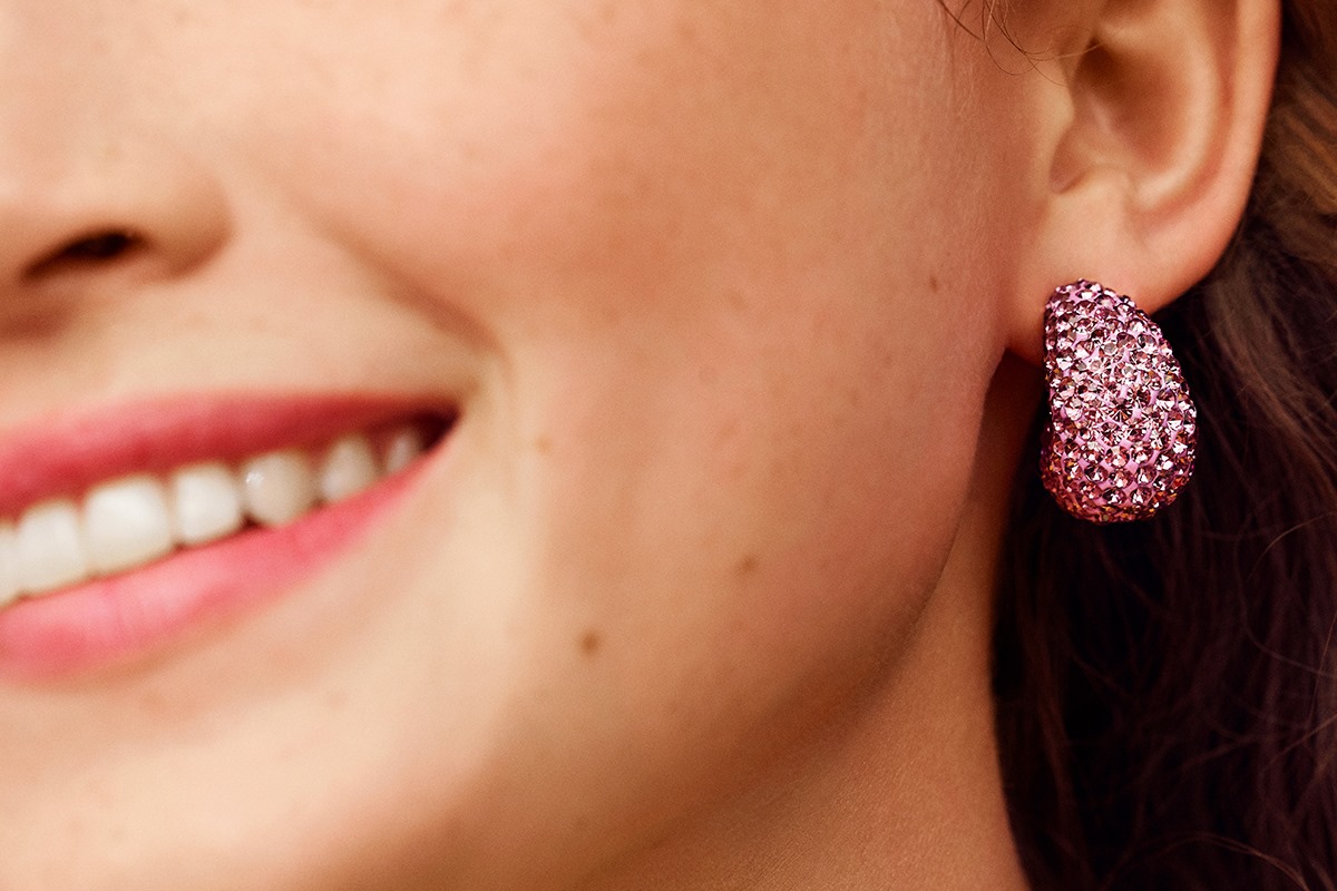 yes to these dazzling chunky hoops! we took one of our best-selling styles and added sparkle. 