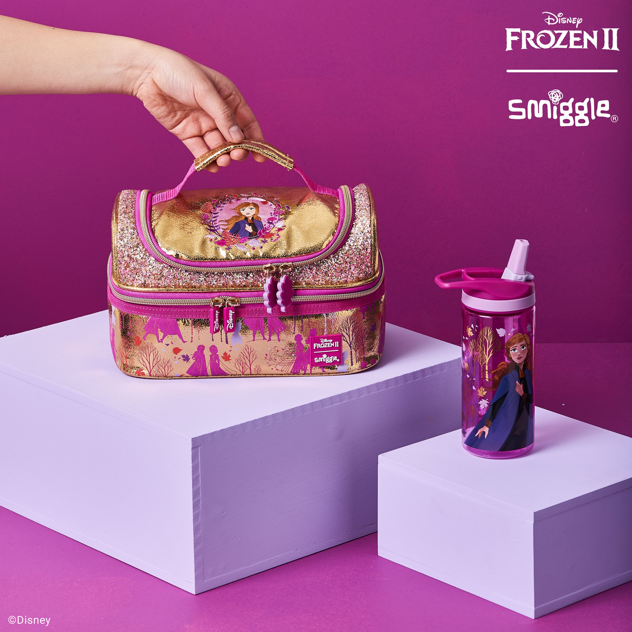 Believe in the Journey at Smiggle! Inspired by Anna, this magical collection features shades of magenta, glitter, leaf detail & gold fabric. 🌟