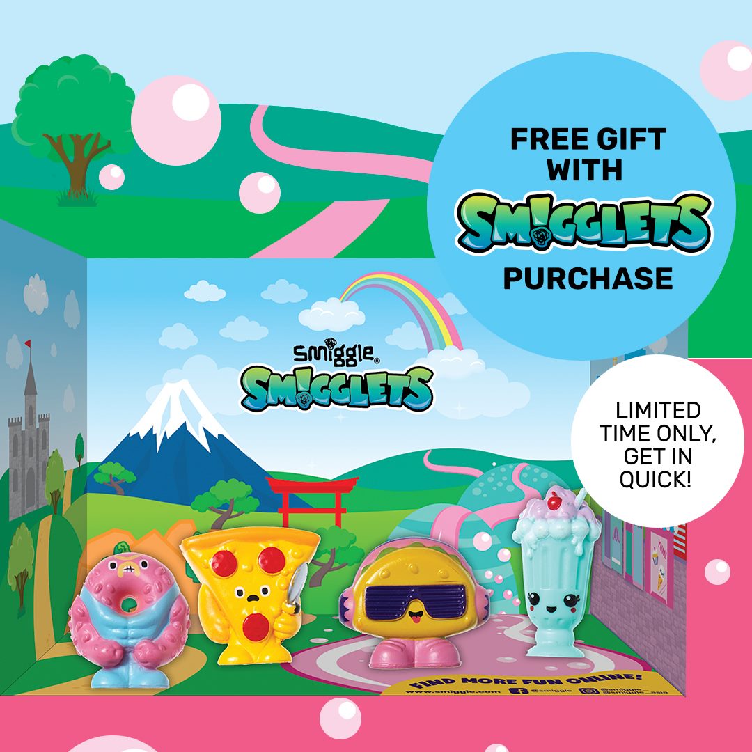 We 💖 the smigglets! head into store and you can receive a FREE Smigglets playing world when you spend $20SGD/ RM60/ $100HKD on the smigglets range! Hurry limited time only! 😄