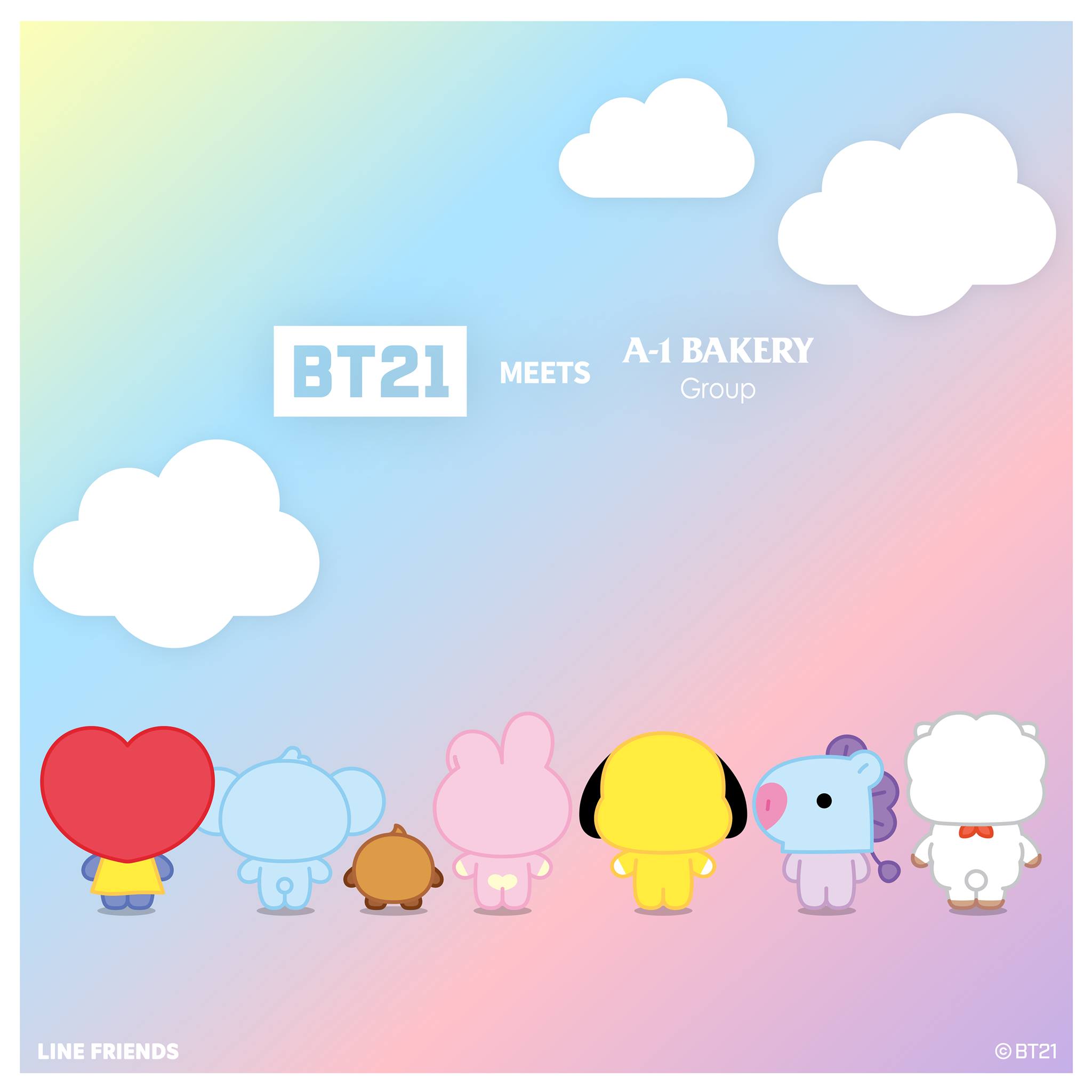 BT21 MEETS A-1 Bakery 新甜點及包點即將推出啦! LINE FRIENDS首次與 A-1 Bakery合作推出BT21 MEETS A-1 Bakery多款新甜點及包點，大家一齊估吓邊款產品會率先推出呢? 麵包? 蛋糕? 定係雪糕呢? With the first cross-over between LINE FRIENDS and A-1 Bakery, lots of attractive BT21 MEETS A-1 Bakery new items are rolling out. Which products will be launched first? Come and make a guess together! Bread? Cake or ice-cream? ... 官方Instagram 【Official IG】: a1bakeryhk @linefriendshk