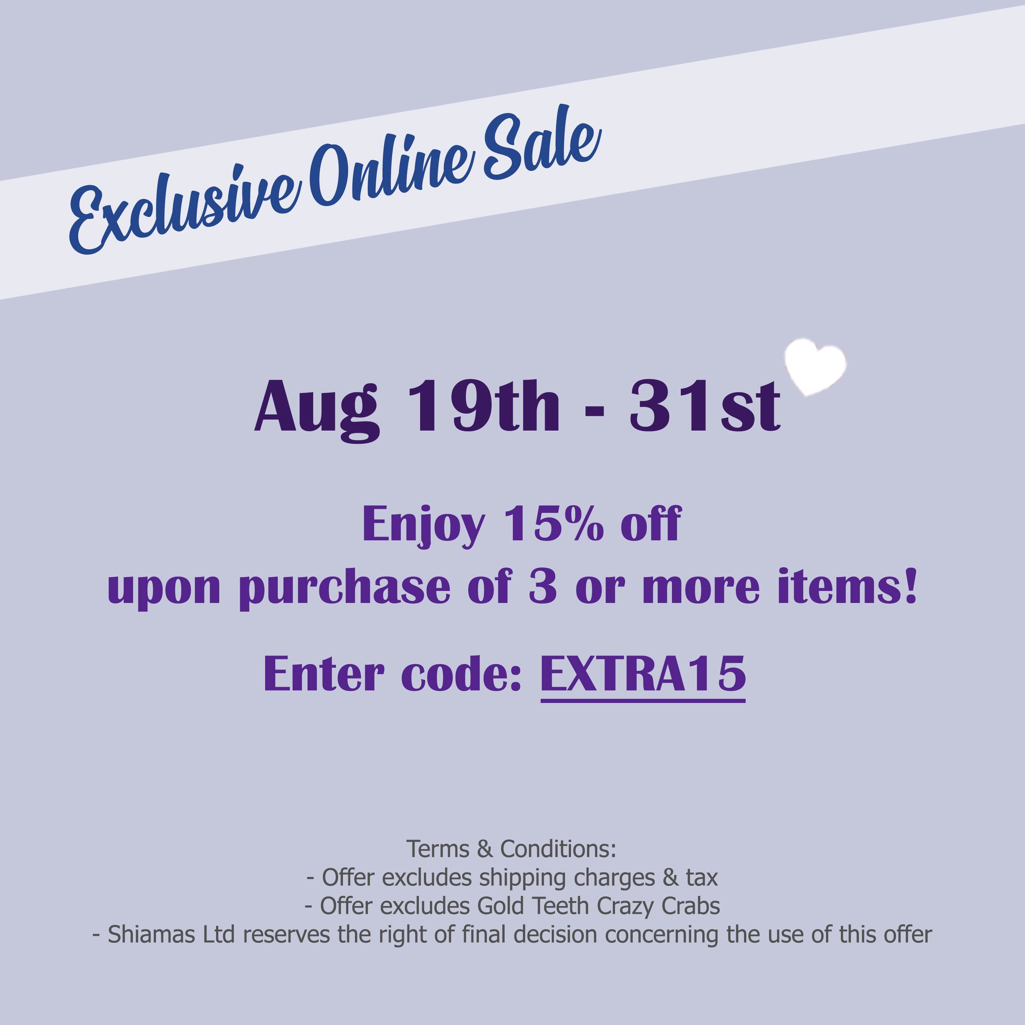 15% off upon purchase of 3 or more items from today to 31st August, 2019. Enjoy the exclusive privilege by entering the code "EXTRA15" before payment on our online shop today! 由即日起至 8月31日，於 Alexandre Zouari的網上商店購買三件或以上貨品，於付款前輸入"EXTRA15"優惠碼，即可獲獨家八五折優惠！ For any updates of AZ:...