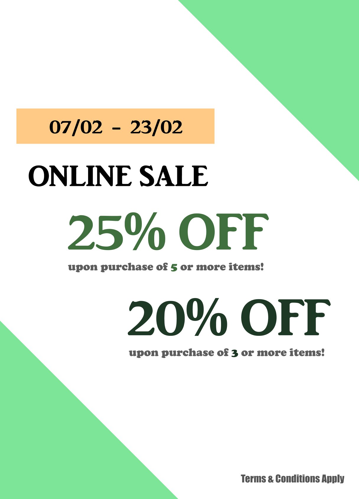 Exclusive online sale! Enjoy EXTRA 25% OFF upon purchase of 5 pcs or above (including discounted items) by entering the code "EXTRA25" before payment