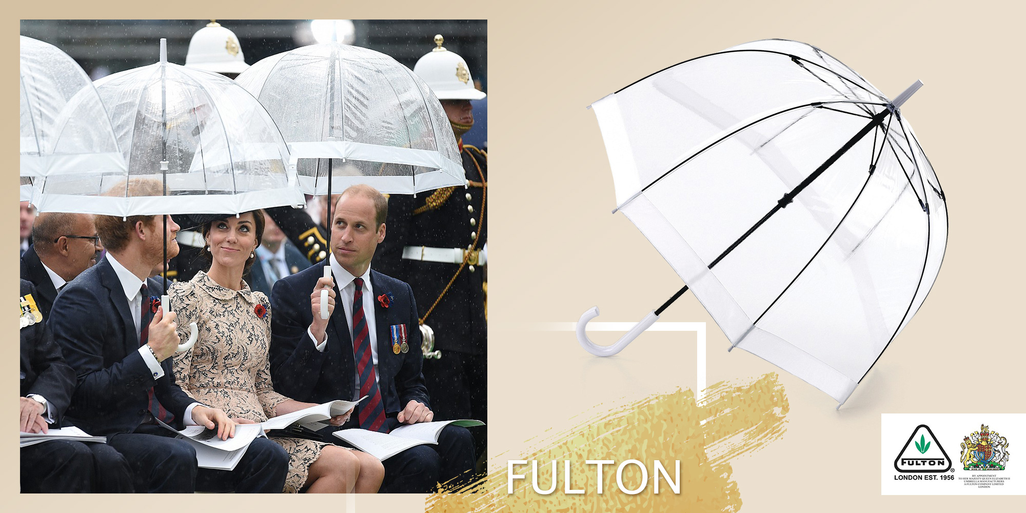 【店長推介 | FULTON 皇室御用好傘】 下雨天大家第一眼注意到對方的雨傘！ FULTON 創立於1956年的倫敦，是英國頂尖的雨傘品牌。以注重細節、製傘品質聞名，亦貴為皇室與明星都愛用的時尚雨具，包括獨家為女王訂製心愛的鳥籠傘，女王更授予FULTON一枚代表皇室的最高認可的英國皇家標章(Royal Warrant)！所以英女王外訪時手邊總少不了一把與她衣著搭配的FULTON Birdcage®鳥籠傘。 這款圓頂傘設計有效完全覆蓋頭部和肩部，避免撇雨淋濕！用透明高檔PVC外殼，完全不會遮擋視線，比普通傘子更添視覺感！現在，你也可以輕鬆擁有跟女王同款的FULTON Birdcage 鳥籠傘，讓你開始期待雨天！... FULTON Unisex's Birdcage-1: 