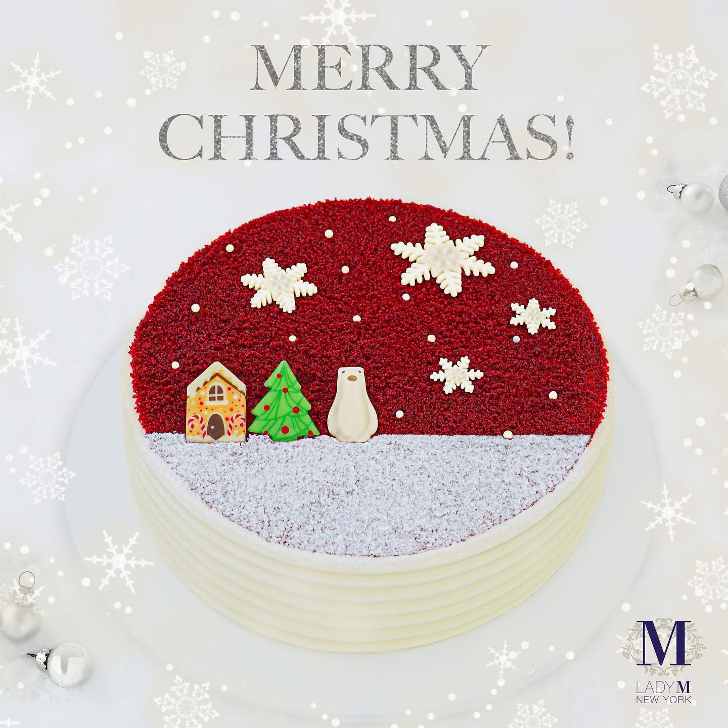 在普天同慶的聖誕節，把 Lady M 的蛋糕帶回家與家人摯愛一同分享，感受滿滿的節日氣氛和甜蜜時刻。祝各位蛋糕迷聖誕快樂！