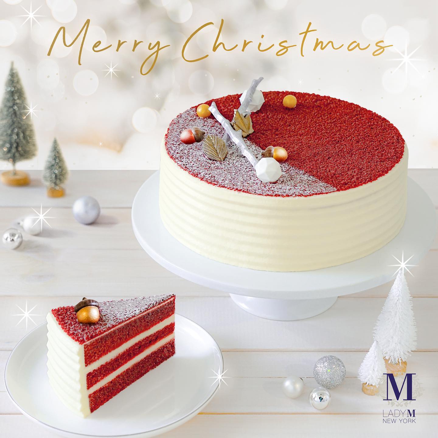 今個聖誕，就讓 Lady M 的蛋糕為你和親朋摯愛帶來一點甜蜜，祝願各位度過平安幸福的節日時刻。