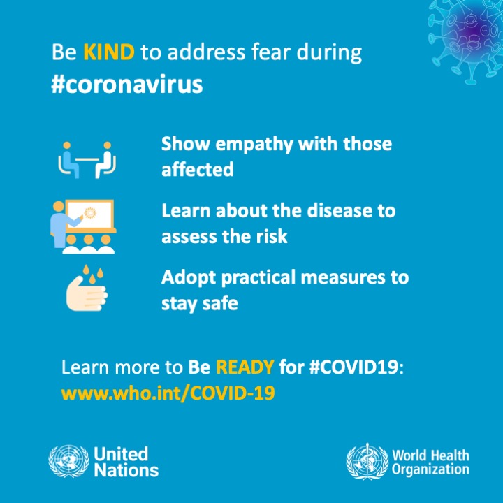 Be kind to address fear, stigma and help loved ones during Corona Virus. Gucci supports the World Health Organization on fighting Covid-19. Be safe, informed, prepared and smart about the virus. Show empathy and solidarity with those affected. Be ready to fight Covid-19. 