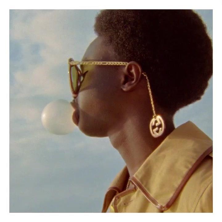 Adorned with interchangeable dangling charms that can be removed, repositioned and replaced on the gold metal braided temples, the new Gucci Eyewear collection is available exclusively on on.gucci.com/Eyewearltd_
