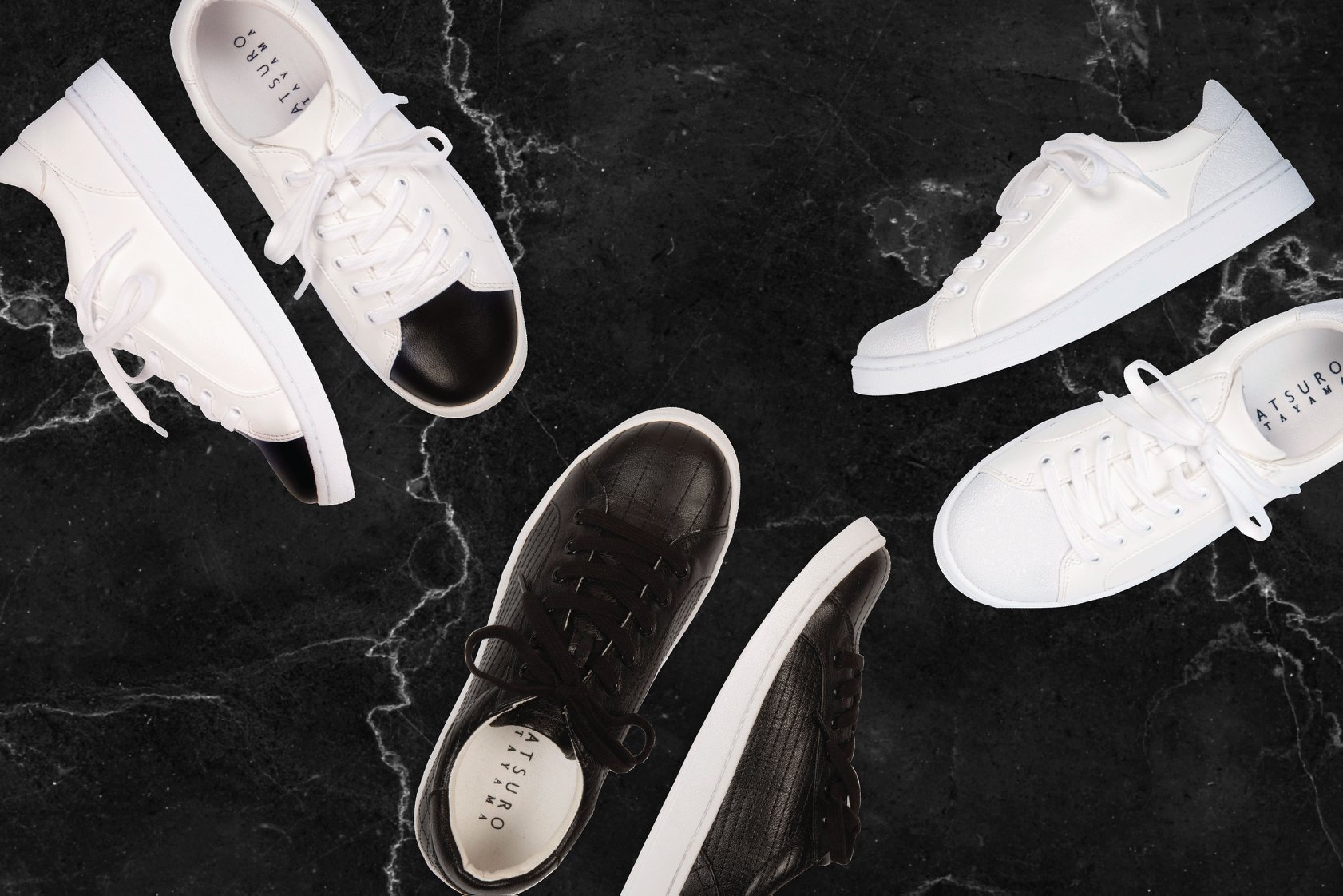 【Sporty Chic Sneakers】Atsuro Tayama將運動風設計延伸至鞋履，選用舒適的版型、前衛的黑白色及拼色設計，打造百搭型格的運動鞋，成為您輕便時尚造型的必備。 更多Atsuro Tayama單品在Sidefame網店發售﹕