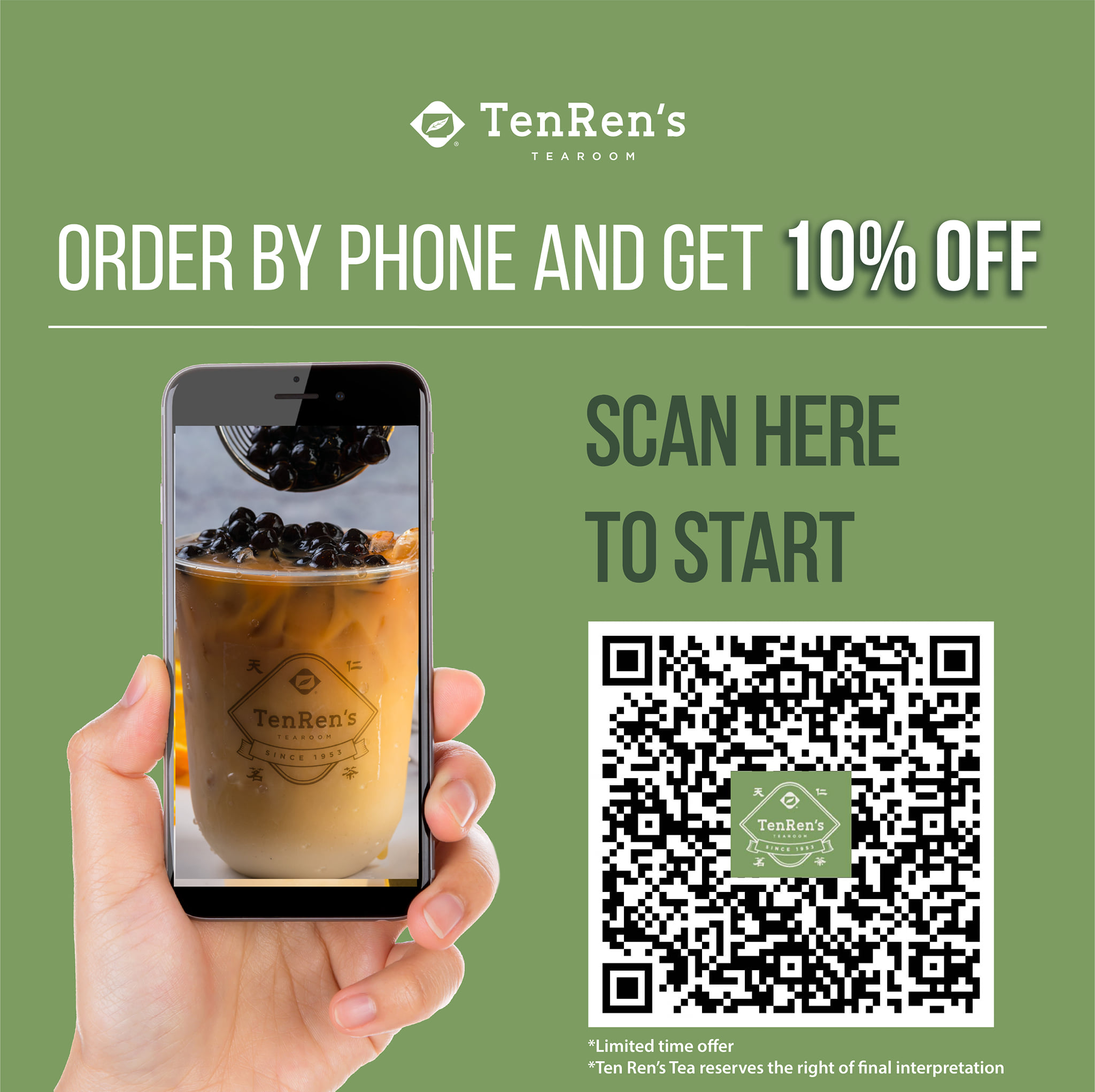 Exciting news! Get 10% off (dine-in and take-out), when you scan our