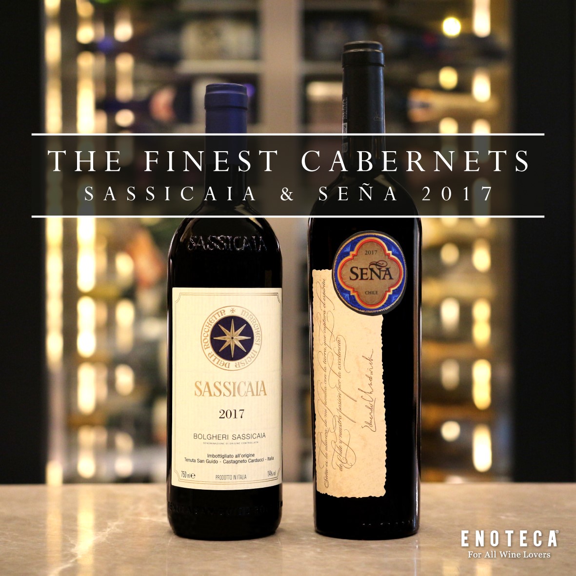 ［ENOTECA Wine Selection］［ Sassicaia & Seña 2017］［七五折優惠］ 世上許多頂尖美酒的原型，來自於波爾多的赤霞珠經典混釀。以Cabernet Sauvignon作為主幹，配上Merlot的豐美，加上Cabernet Franc等品種提香點綴，啟發無數釀酒師以此為根基，建造獨一無二的宏偉城堡。 意大利超級托斯卡納的先驅者，貴族子弟永不放棄的夢想，Sassicaia 2017；...