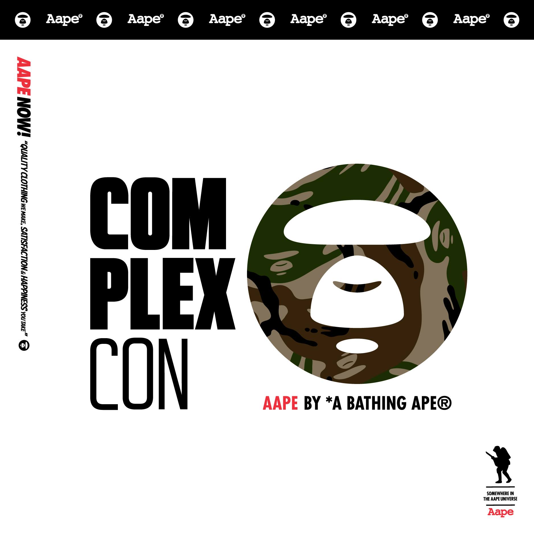 頂尖潮流盛會 ComplexCon 今年 7 月 20 - 21 日將首次延伸至芝加哥，AAPE 將再度登陸，與COMPLEX CON 聯手打造芝加哥會場限定 Hoodie，於場內GIFTSHOP 獨家販售  #AAPEBYABATHINGAPE