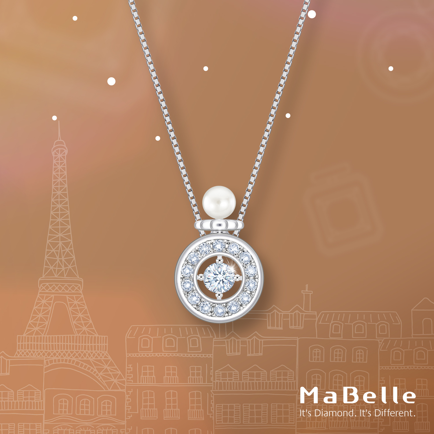 【#心肝寶貝 】珍珠的光芒為圓形香水瓶添上一抹柔美，以深情擁抱一顆閃爍的心。