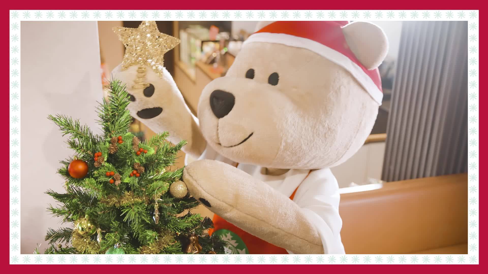 聖誕節快樂！星巴克熊爲大家送上暖心祝福。🎅🎄 #香港星巴克