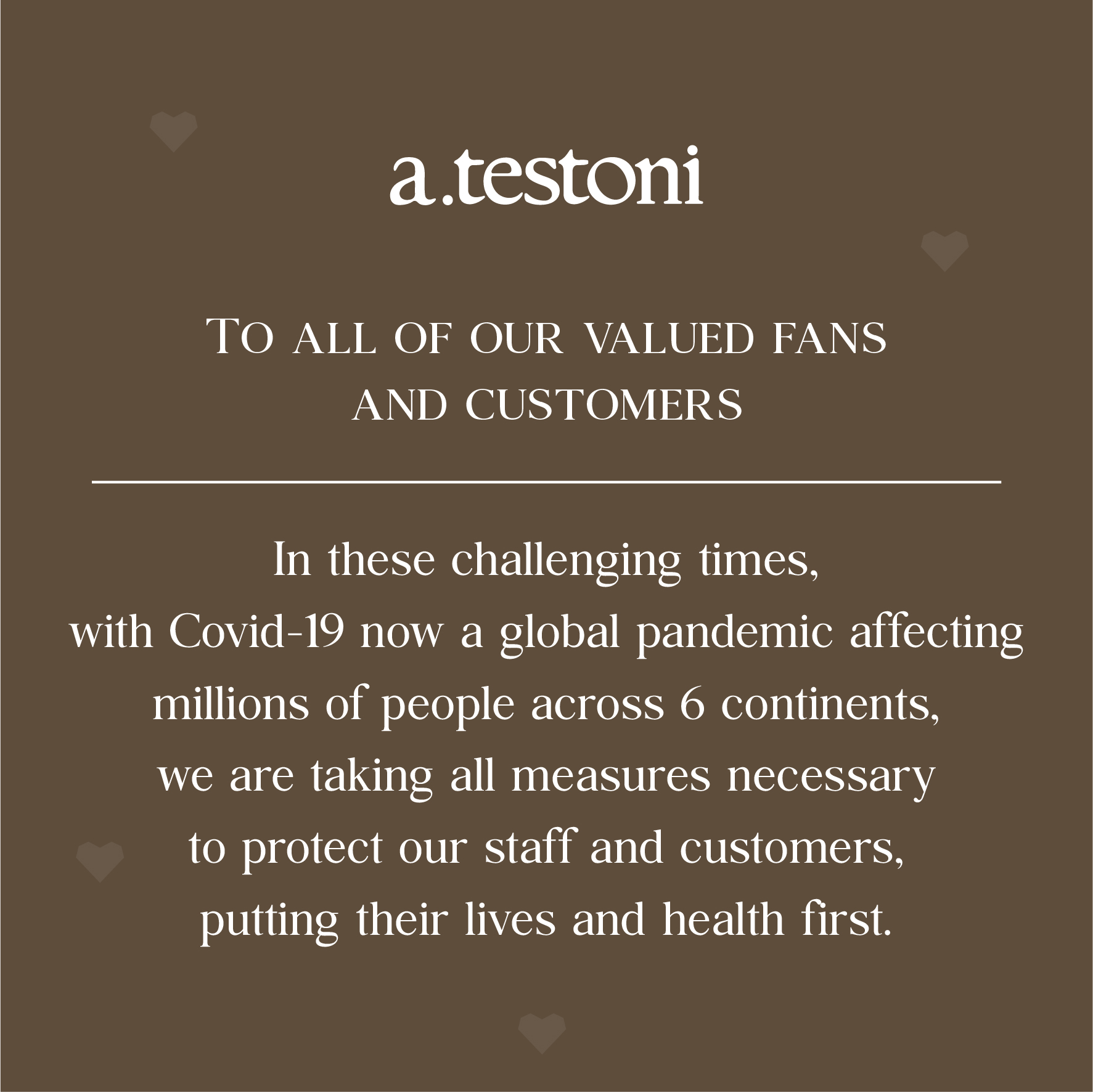 To all of our valued fans and customers