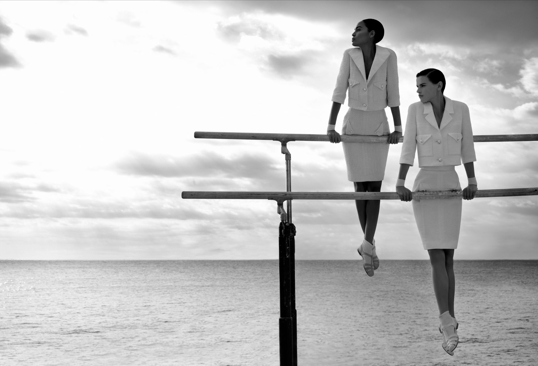 CHANEL Holidays, a summer retrospective. Photographed by Karl Lagerfeld in Antibes, starring Saskia de Brauw and Joan Smalls.
