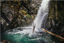 Emerald-pool bouldering and cliff jumping between wilderness therapy and NOLS shifts near Stehekin, Washington.