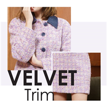 {Velvet Trim Tweed Jacket} 