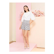 [Spring Collection 2021] Ruffle Trim Puff Sleeves Top