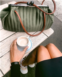The quilted Pasticcino Bag is a perfect match with Elena Galifa early-morning breakfast. Discover the new selection in-store and online. 
