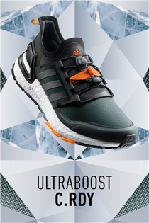 全新 Ultraboost C.RDY，採用防潑水針織鞋面及反光三間設計，搭載加深紋路馬牌大底 ，讓你放肆探索冬日城市街頭。