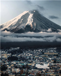 The first light on Mount Fuji as it stands tall over Fujiyoshida-Shi.  #PerfectingTheJourney