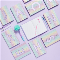 Sparkle and shine! ✨ Personalise your stationery selection with this Glitter notebook that has a letter initial and lights-up! 