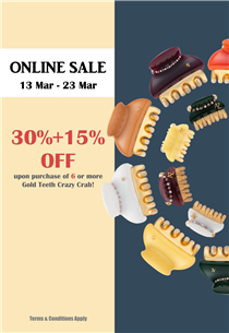 Thanks for your support! Please be invited to enjoy 30% OFF + EXTRA 15% OFF upon purchase of 6 pcs or above of Classic Gold Teeth Crazy Crab by entering the code "GTC15" before payment on ALEXANDRE ZOUARI's Online Shop from today until 23 Mar! 為感謝顧客支持，即日起至3月23日，於ALEXANDRE ZOUARI網上商店選購六件或以上經典閃爍金爪系列，於付款前輸入"GTC15" 優惠碼，即可享有正價七折 + 額外八五折優惠！ For any updates of AZ:...