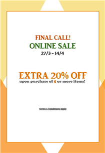 FINAL CALL! Enjoy exclusive ONLINE SALE with EXTRA 20% OFF upon purchase of 5 pcs or above (including discounted items) by entering the code "ADD20" before payment. Starting from today until 14 Apr and not to miss this special opportunity! 最後機會！AZ網店限時優惠由即日起至4月14日，於ALEXANDRE ZOUARI網上商店選購五件或以上商品 (包括減價貨品)，於付款前輸入"ADD20" 優惠碼，即可享有額外八折優惠，請勿錯失良機！ For any updates of AZ:...
