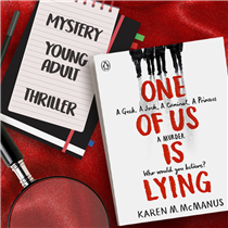 #tbt to the 2017 young adult thriller "One of Us is Lying" by Karen M. McManus, a page-turning mystery that investigates what happens when five strangers walk into detention and only four walk out alive. Pay close attention and you might solve this. On Monday afternoon, five students at Bayview High walk into detention.