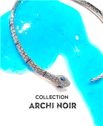 Bring in the New Year with our serpent, one of APM’s must haves, the bold and eye-catching serpents are revamped and embellished with contrasting blue features. Collection ARCHI NOIR