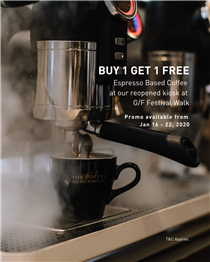 Enjoy Buy 1 Get 1 FREE espresso-based coffee at our kiosk at Festival Walk 又一城 from 16-22 January.  Need a good reason to celebrate? We are back in business at the mall! 🎉 ☕️ Visit us:...