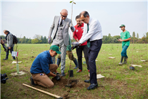 Employees from Gucci, including President and CEO Marco Bizzarri planted the first 200 trees of the 2000 Gucci has donated to the city of Milan to fully offset the CO2 emissions produced by the Spring Summer 2020 fashion show held in September