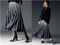 【Knit Moment】針織單品是秋冬季節的必備，Atsuro Tayama除了以獨特編織技術打造極具質感的上衣款式外，更特別選用彈性度高且不易變形的人造纖維織出舒適保暖的半截裙。黑白雙色的條紋設計，帶來亮眼飄逸的動感魅力。 更多Atsuro Tayama單品在Sidefame網店發售﹕