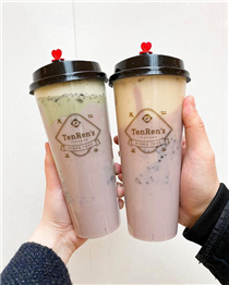 No better way to tell your cute-tea "I love you so matcha" than with tenren's Happiness series drinks: the Onyx Taro Crumble + Milky Matcha Crumble. 