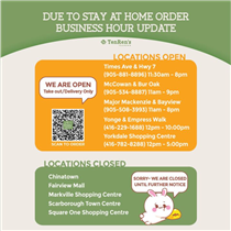 In compliance with the order of the Government of Ontario, Selected Ten Ren stores will remain open for take-out and delivery (Please call ahead to order or visit www.tenrenstea.com to order online)