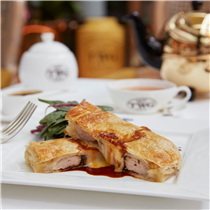 On this week's Set Menu, grain-fed veal tenderloin Wellington filled with Pu-Erh 2000 infused porcini mushroom duxelle and raclette cheese. Available at all TWG Tea Salons in Singapore.