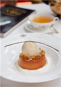 Never a bad time to treat yourself. Indulge in TWG Tea rum-soaked cake coated with rum jelly topped with a scoop of Vanilla Bourbon Tea ice cream with gold leaf and served with Chantilly cream, garnished with powdered Rum Tea. Available at any TWG Tea Salons in Singapore.