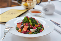 Dive into a mountain of seared Tasmanian ocean trout on a bed of Tuscan kale salad with roasted pumpkins, puffed wild rice, broccoli and cauliflower seasoned with a calamansi dressing, served with fresh pomegranate and an Indian Night Tea infused beetroot relish on this week's set menu. Available at all TWG Tea Salons in Singapore.
