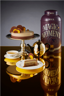Indulge in TWG Tea Chocolate Banana Cake layered with Magic Moment Tea infused crémeux, milk chocolate hazelnut mousse and caramelised banana crémeux. Place an order now at TWGTea.com.